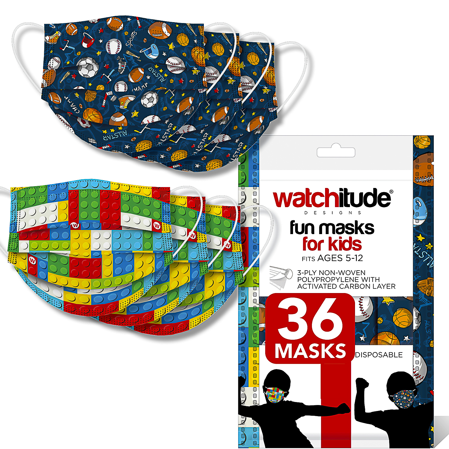 Build Up & Sports - Watchitude Kids Fun Masks (36-pack) image number 0