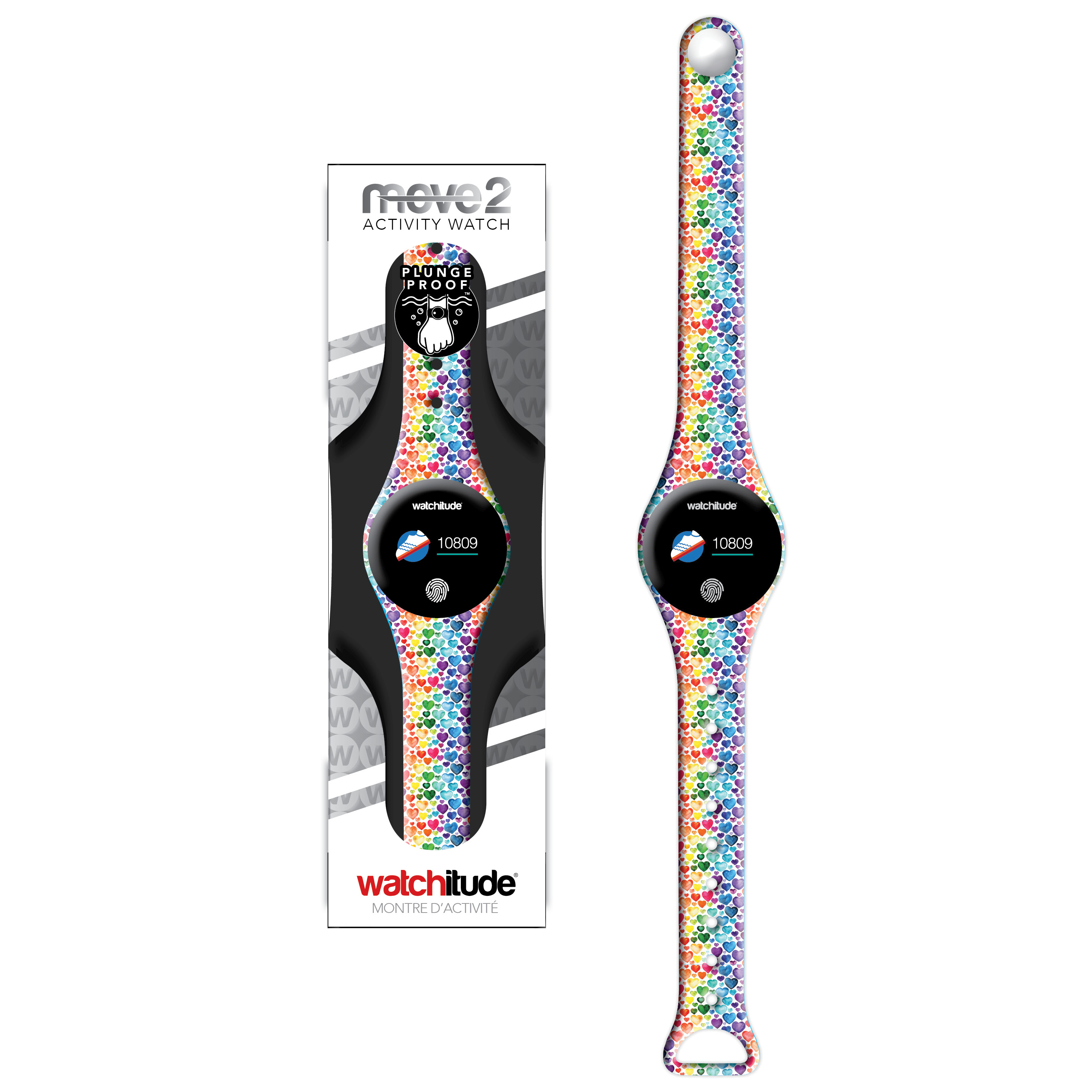 Rainbow Hearts - Watchitude Move 2 - Kids Activity Plunge Proof Watch