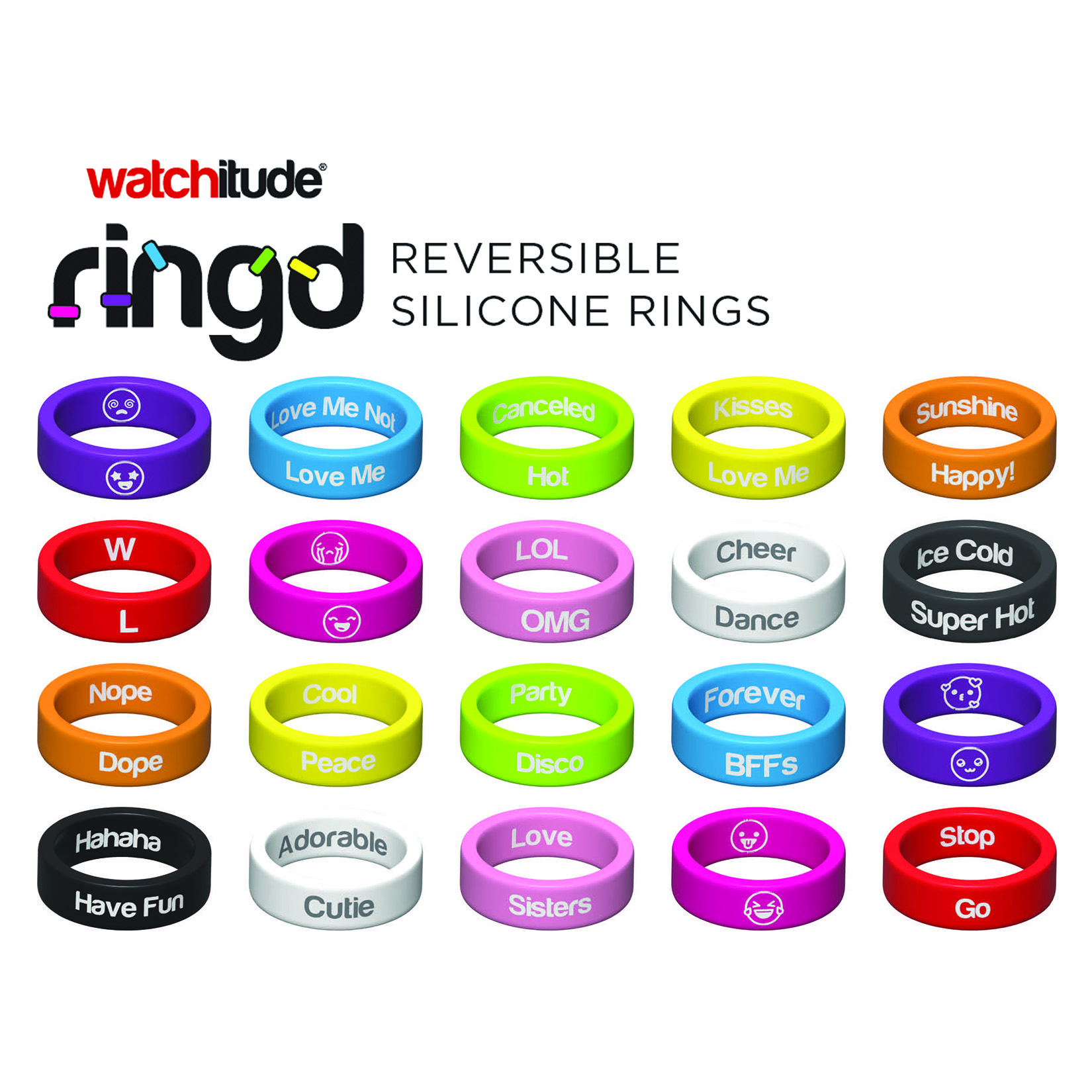 Ring'd - Reversible Silicone Rings by Watchitude - Assorted 4 pack