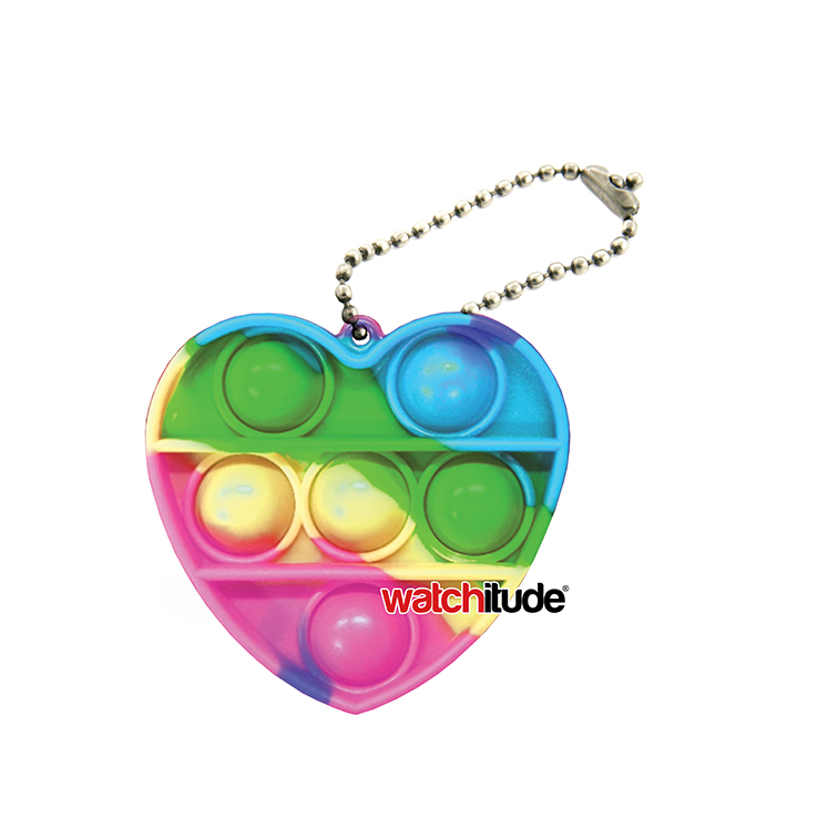Heart keychain, Pastel Tie Dye - Watchitude Bubble Popping Toy