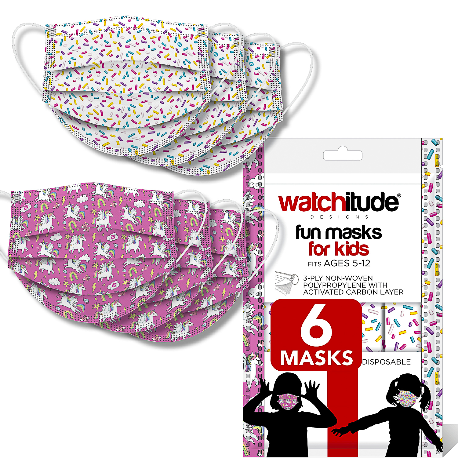 Sprinkles & Unicorn World - Watchitude Kids Fun Masks (6-pack)
